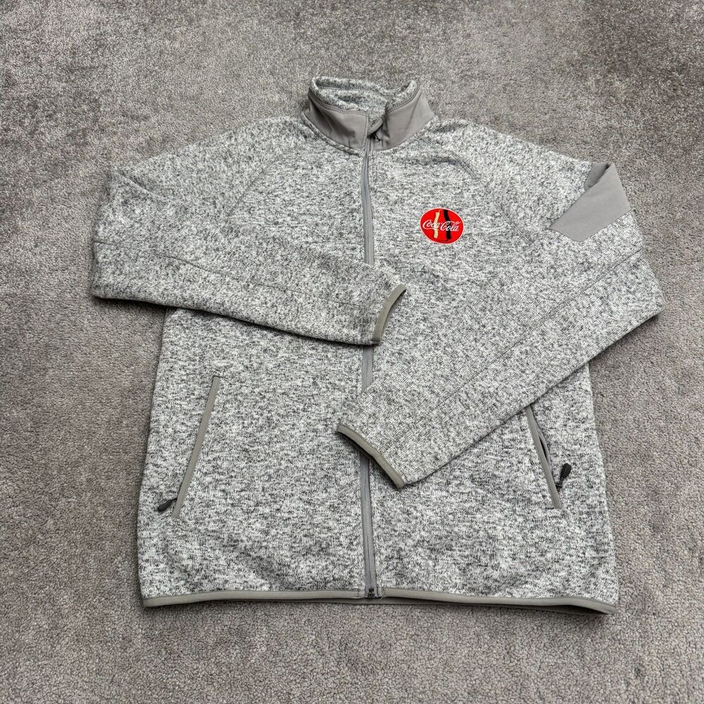 Fossa Full Zip Marled Fleece Jacket Men Medium Gray Coca‑Cola Logo Knit Casual